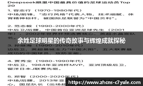 余姓足球明星的传奇故事与辉煌成就探秘